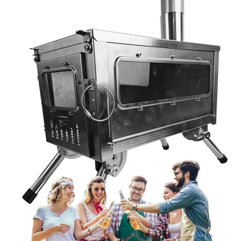 

Camp Tent Stove Stainless Steel Outdoor Camp Stove For Hot Tents Foldable Portable Outdoor Wood Burning Stove Heating Burner