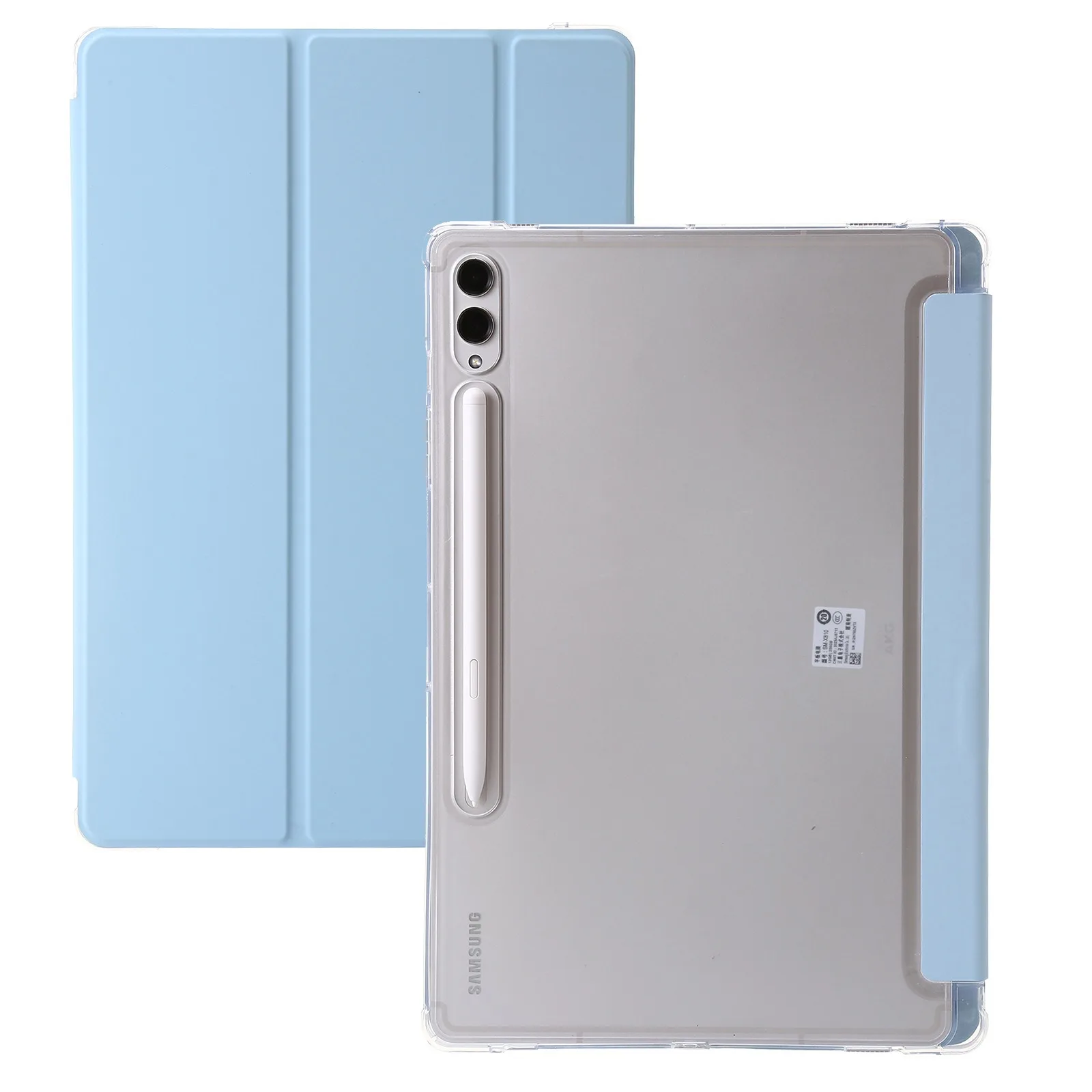 Trifold PU Leather Stand Cover with Transparent Back Shell