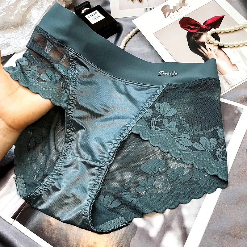 

High End Satin Lace Oversized High Waisted Abdominal Underwear for Women, Lifting Buttocks, Breathable Mesh, Pure Cotton Crotch