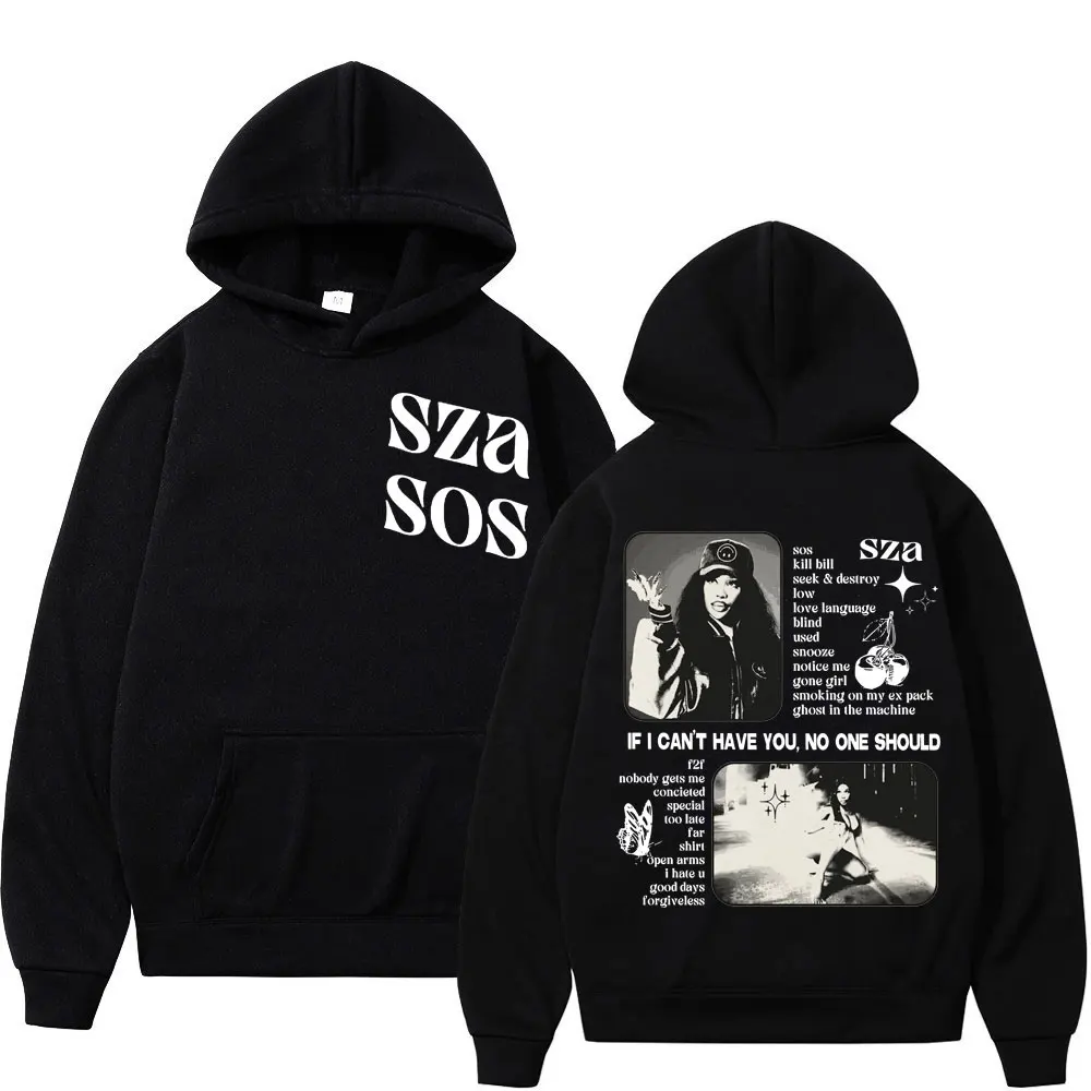 

Autumn Winter Men Hooded Singer SZA SOS Print Hoody Women Fashion Long Sleeve Oversized Hoodies Hip Hop Sweatshirts y2k Clothing