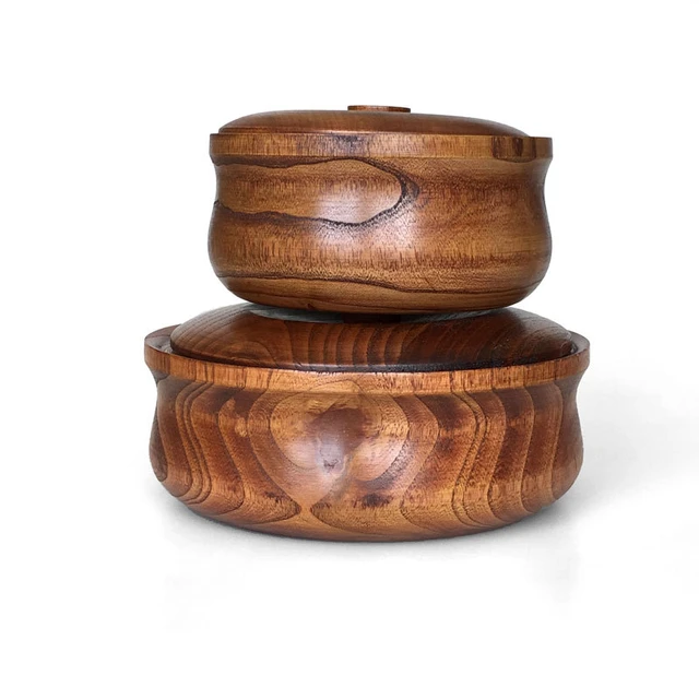 Solid wooden bowl with lid Wooden salad bowl Reusable serving bowl for  Salad, Fruits, Cereal, Soup, Rice, Everyday Use, Durable