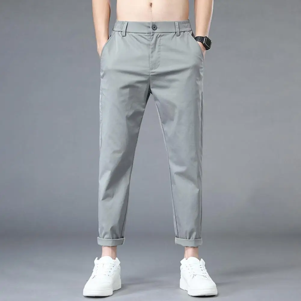 

Summer Casual Pants for Men Classic Style Men Clothing Fashion Slim Straight Solid Color Thin Trousers Male pantalones hombre