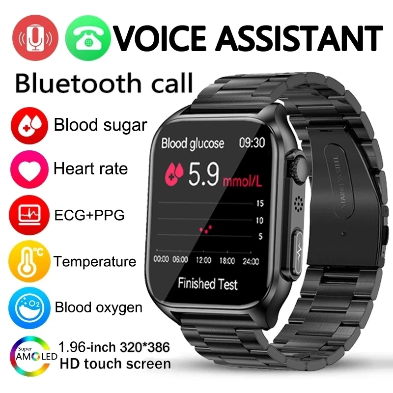 2023 Blood Sugar Smart Watch Men ECG+PPG Heart Rate Bluetooth Call