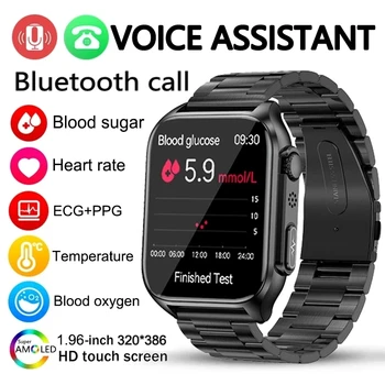 2023 Blutzucker Smartwatch Männer EKG ppg Herzfrequenz Bluetooth Anruf Infrarot Blutzucker messgerät Druck Sport Gesundheits uhren