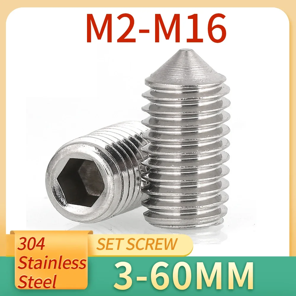 Hex Socket Set Screw Stainless Steel M2-M16 304 10pcs
