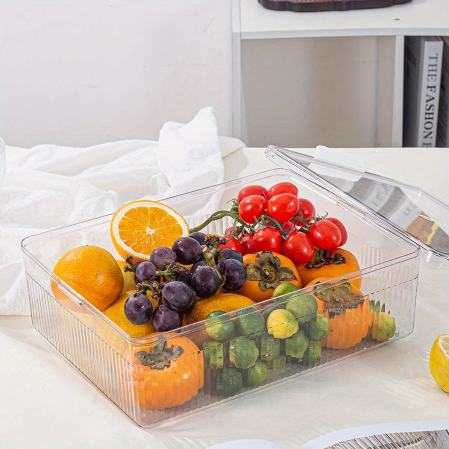 Plastic Snack Organizer Box with Removable Dividers-Airtight Serving Tray with Lid-Multi-Compartment Charcuterie Snack Conta