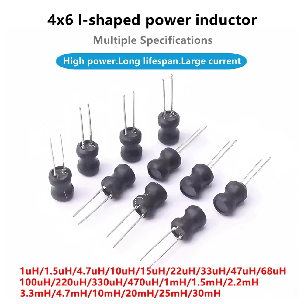 10pcs 1016 4x 6*8 8*10 9*12mm I-shaped power inductor 1uH uH 4.7uH 10uH 22uH 47 100uH 330uH 1.5mH 25mH 30mH 100mH DIP inductance power inductor