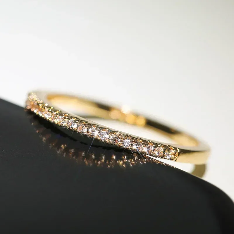 Minimalist Thin Rings for Women Wedding Brilliant Cubic Zircon Female Finger Ring Jewelry