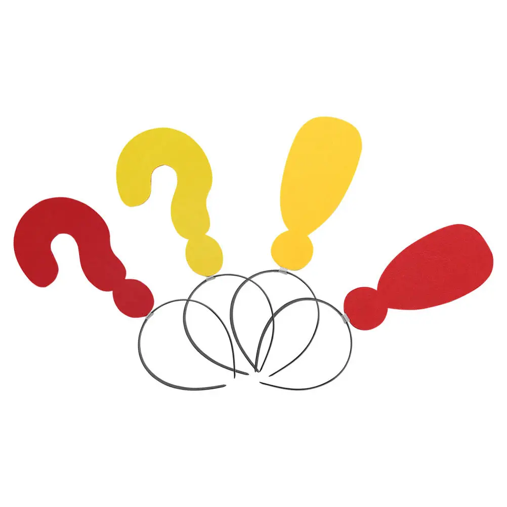 4Pcs 물음표 감탄사표 머리띠 생일 결혼식을위한 재미있는 파티 머리띠 코스프레 사진 부스 소품 참신한 머리 장식