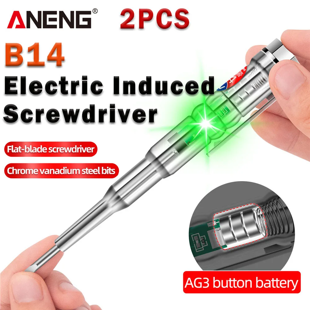 2PCS 범용 전기 유도식 드라이버 테스터 ANENG B14 24-250V 프로브(표시등 포함) 사운드 알람 테스터 연필 도구