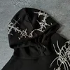 Dark Gothic geometric pattern printed oversized pullover hoodies women Y2K street hip-hop rock trend couple versatile sweatshirt 4