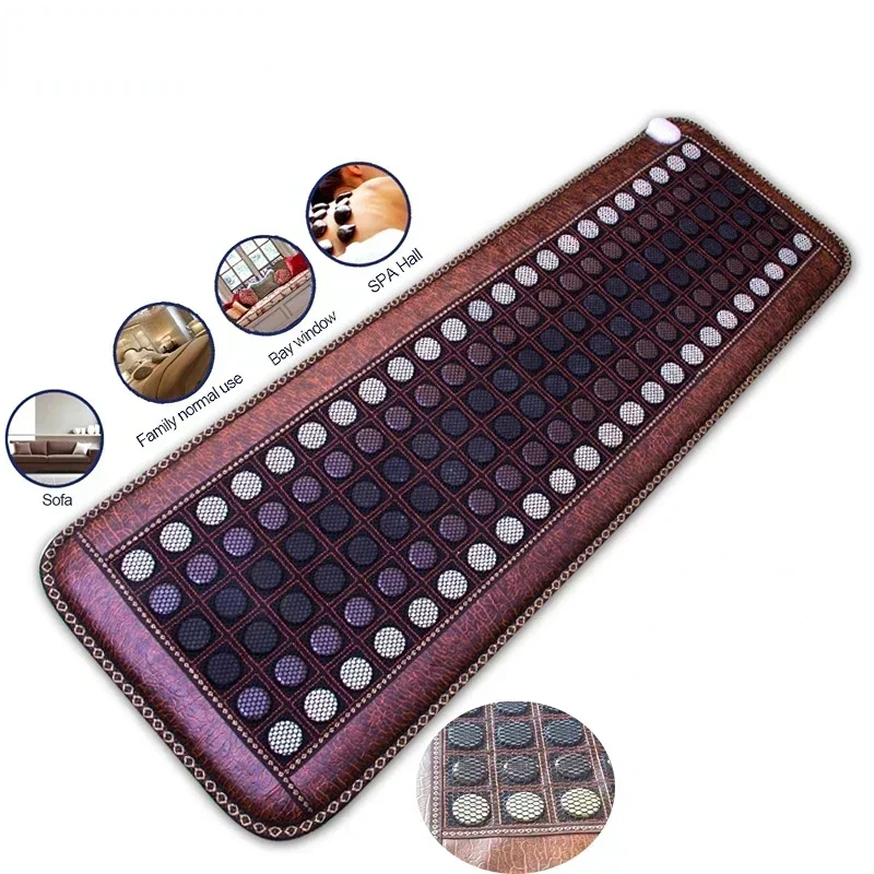 Far Infrared Heating Jade Mat-Adjustable Timer Hot Stones Tourmaline Therapy Pad Natural Stone Heating Pad diy fill filter cartridge far infrared maifan stone calcium sulfite remove chlorine balls alkaline tourmaline kdf resin purifier