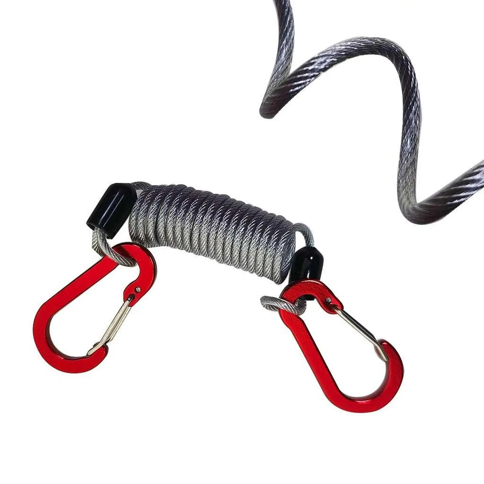 4x Fishing Lanyards with Carabiners Steel Wire Leash Fishing Tackle Boxes Tool Accessories Security Leash Fishing Rod Holder