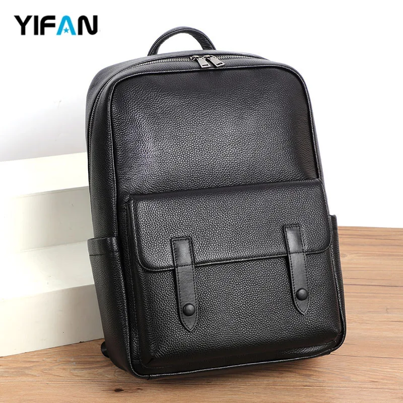 

Slim Backpack for Men, Real Cowhide Leather Daypack Bag fit Laptop backpack 15.6 inch with Multi-purpose Pockets