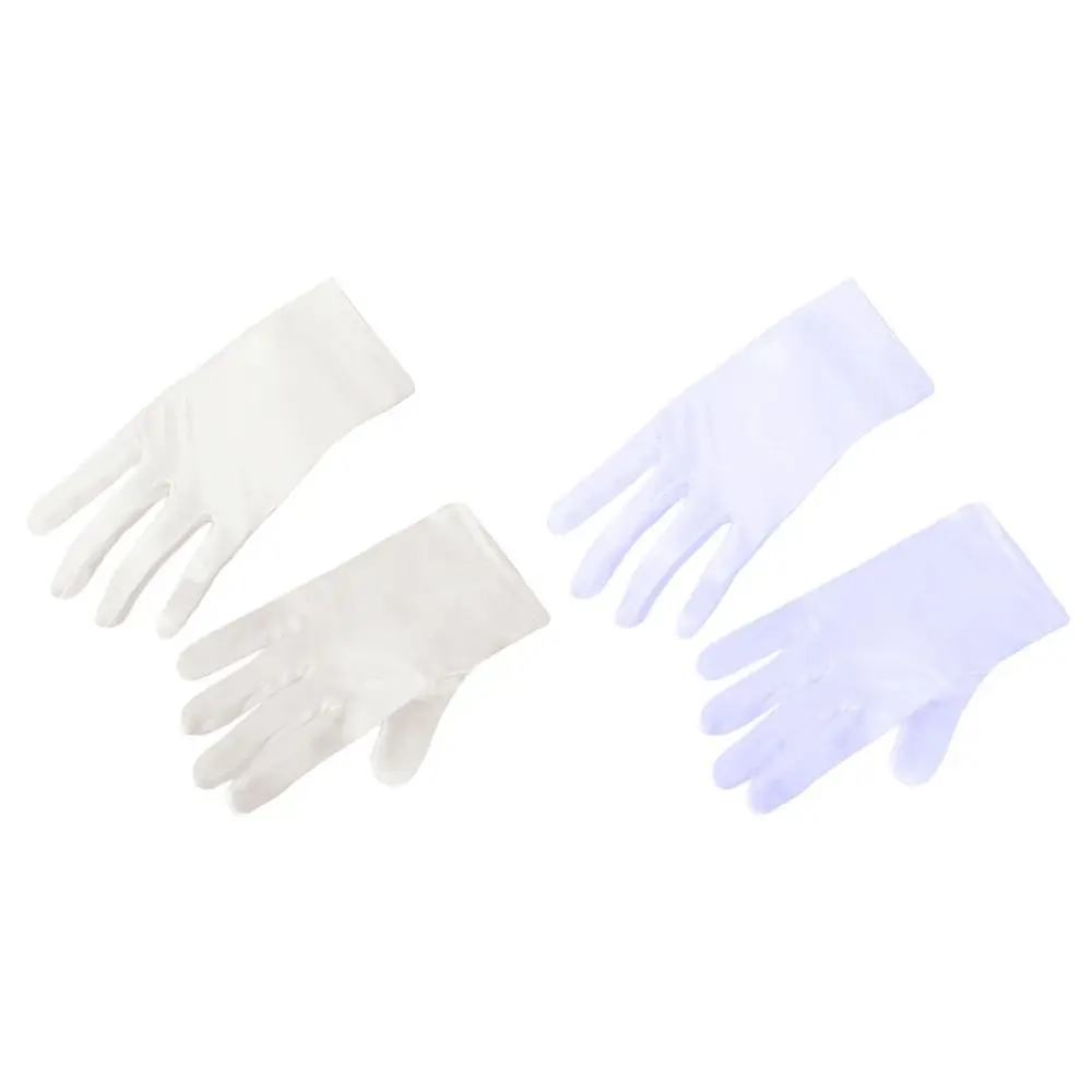 Elegant White Children's Wedding Gloves Short Glossy Satin Lace Gloves Elastic Etiquette Dress Gloves Festival