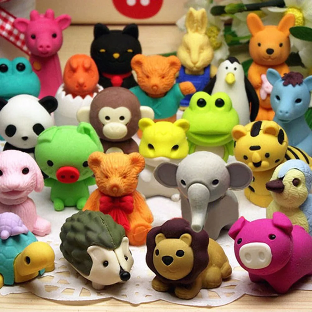 

30 Pack Pencil Erasers Random Animal Erasers Novelty Realistic Puzzle Erasers for Party Favors Games Prizes