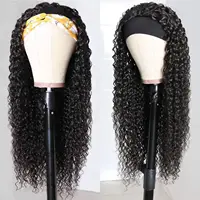 Headband Wigs Human Hair 28 30 32 Inch Water Wave Wigs 100% Real Hair Curly wig None Lace Front Wigs Full Machine Made Wigs 2