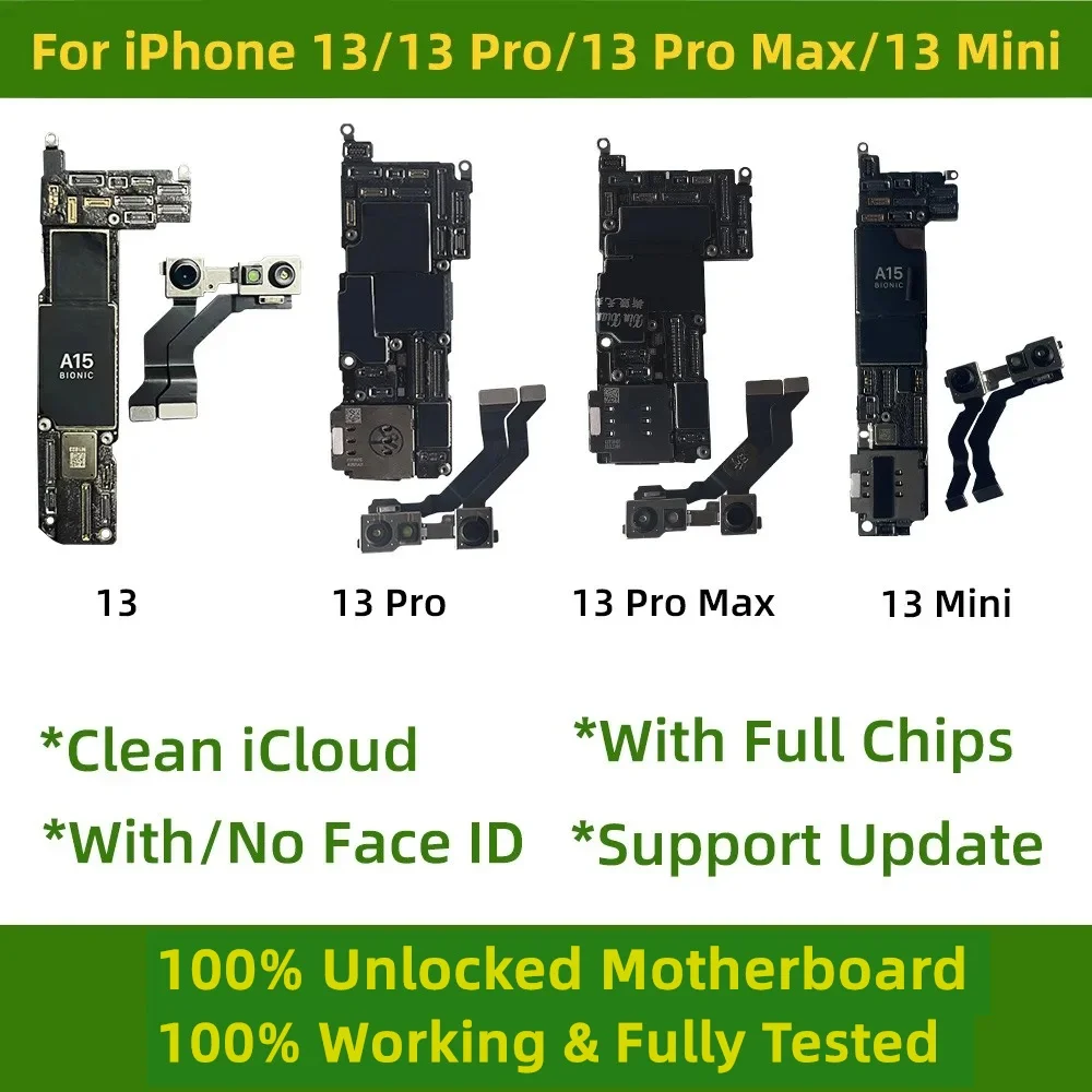 100% 잠금 해제 무료 클린 iCloud iPhone 13 Pro Max 메인 보드(iphone 13 미니 로직 보드 마더보드용 얼굴 ..