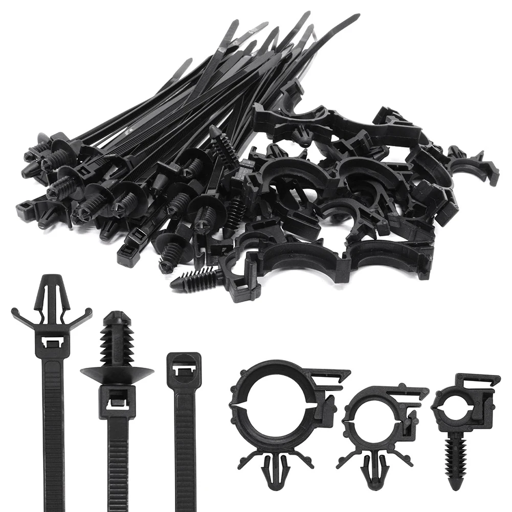 

45Pcs Universal Plastic Push Mount Cable Zip Tie With Car Wire Routing Clips For Indoor And Outdoor Use Flame-Resistance Parts