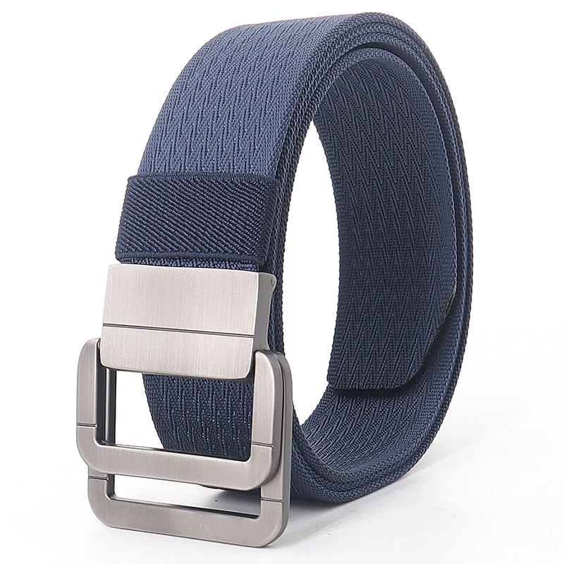 Men's Nylon Casual Herringbone Belt Outdoor Tactical Pistol Double Ring Buckle Quick Release Youth Fashion Weave Lady Wild Belt