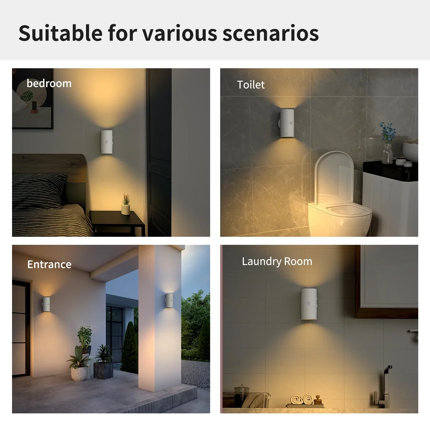 BENMA Applique Murale LED Sans Fil Avec Détecteur De Mouvement, 4000 MAh, Lampe Murale Intérieure, 3000 K Blanc Chaud, Applique Murale Pour Escalier, Couloir, Salon, Chambre à Coucher, Garage