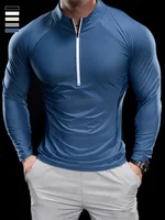 2024 New Men Sports T-shirt Gym Fitness Tops Running Training Clothes Autumn Round Neck Quick-drying Breathable Long Sleeves 1