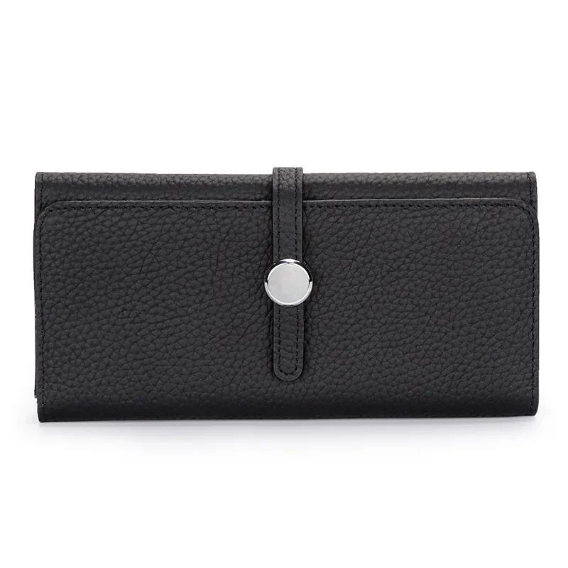 Genuine Leather Long Women Large Capacity Wallets Soft Cowhide Female Clutch Phone Bag Slim Purse Elegant Card Holder