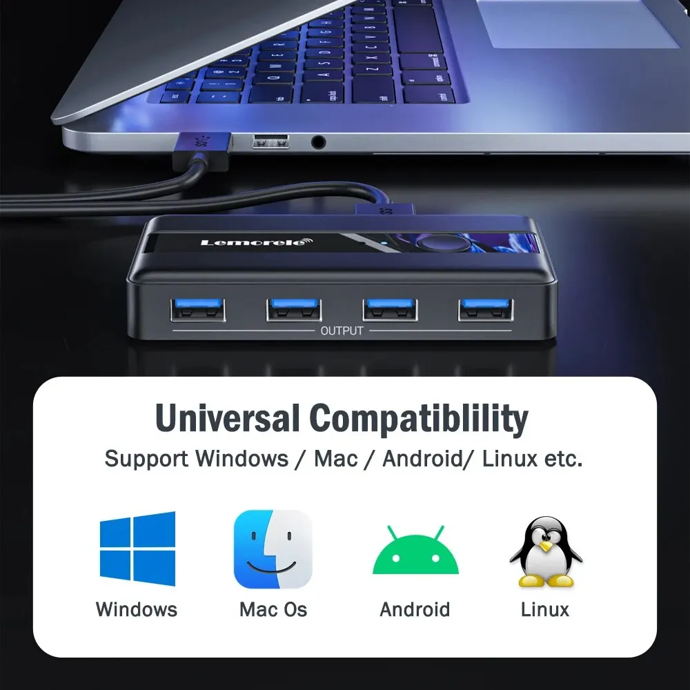 USB KVM Switch Adapter USB 3.0 Switcher 2 Input 4 Output USB Switch KVM Switcher Printer Sharer For Computer Keyboard 4