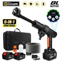 Gisam 200BAR 6-in-1 Brushless Cordless High Pressure Car Washer Rechargeable Lithium Battery Car Cleaning Washer Spray Water Gu 1