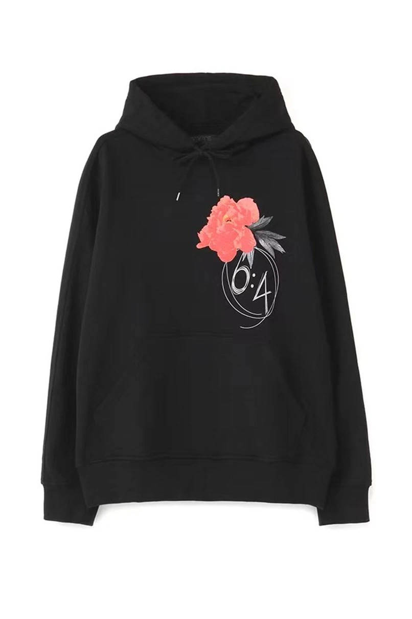 

Yohji Hoodie Pullover Yamamoto Autumn/winter Fashoin Design Hooded Jumper S'yte Peony Print Loose Causal Black Pullover Top