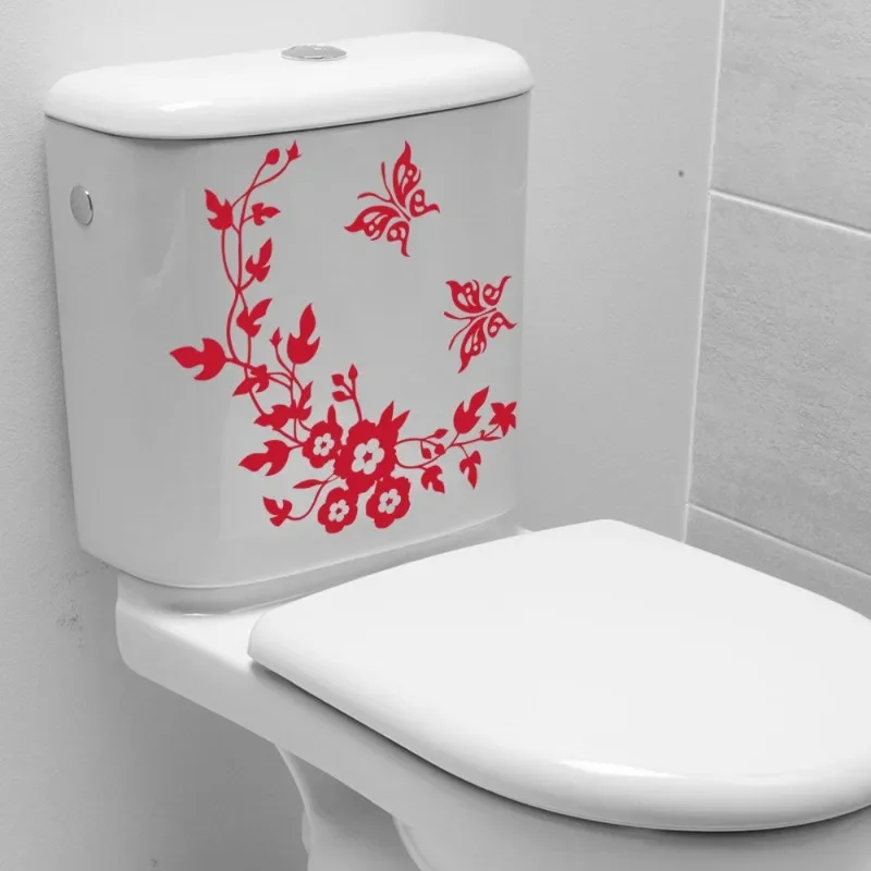 Butterfly Flower Vine Bathroom Wall Stickers Home Decoration Wallpaper Wall Decals for Toilet Decorative Sticker Home Decor