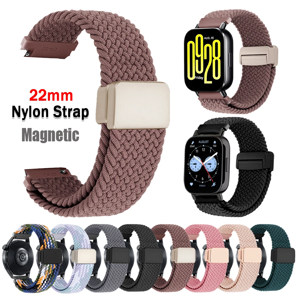 Magnetic Nylon Braided Strap - 22mm Stretchy & Breathable Watchband Bracelet