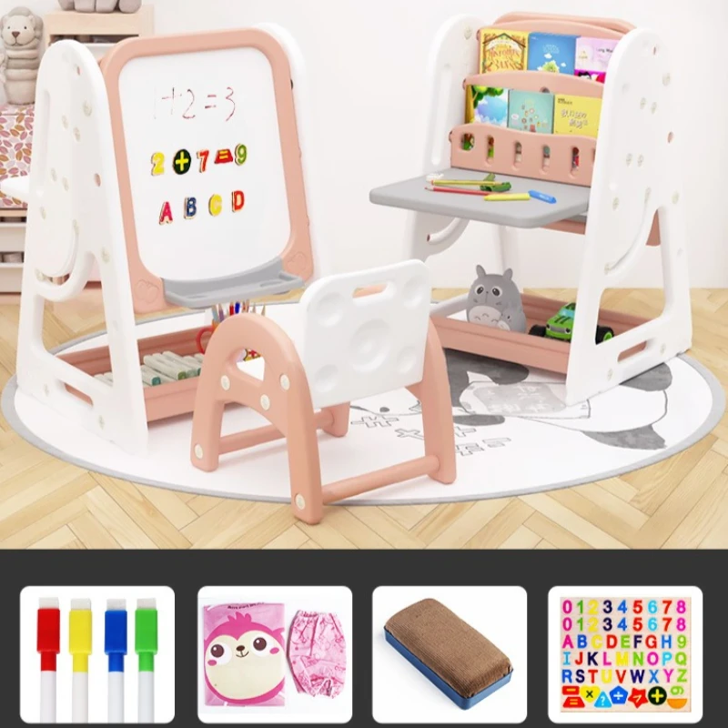 2025년형 신형 바닥형 그림책꽂이 겸용 책상, 다기능 조합 어린이 그림판 책꽂이 테이블