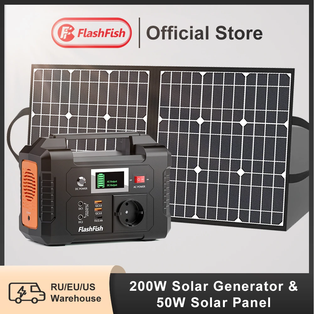 Ff Flashfish Portable Power Station 200W 151Wh Solar Generator Met