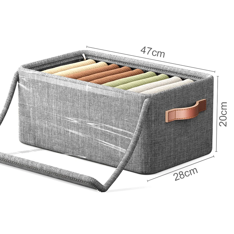 Foldable Clothes Storage Box Wardrobe Organizer with Steel Frame Toys Storage Box Cabinet Container Drawer Closet Organizer 5