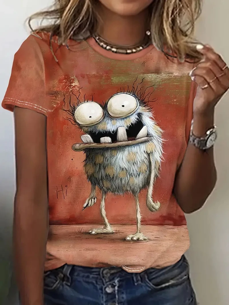 

Fashion Sweet Cute Animal 3D Print T shirts For Women Girls Tops New 2024 Summer T shirt Street Casual Loose Female Tees shirts