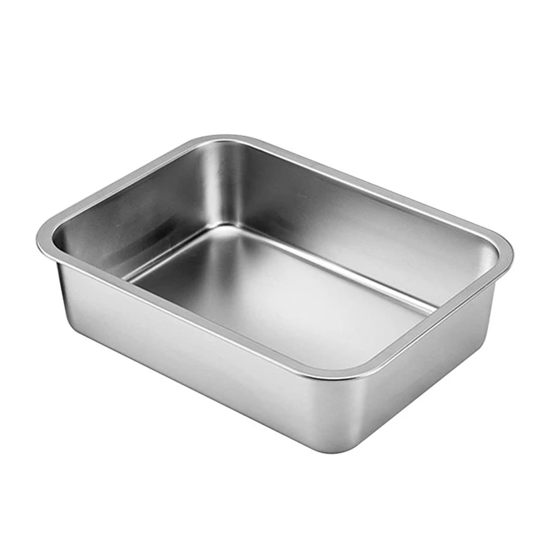 

for Cat Litter Pan for Older Cats Stainless Steel Rabbit Litter Box 14x10x4 Inch New