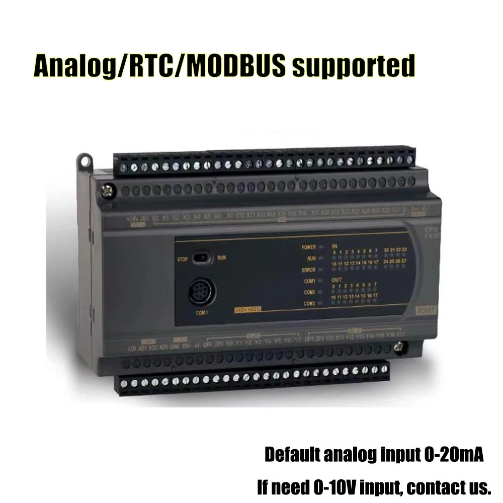 rtc-real-time-clock-included-fx3u-14-20-24-32-40-60-mr-mt-4ad-of-0-20ma-2da-of-0-10v-analog-rs485-modbus-relay-transistor-output