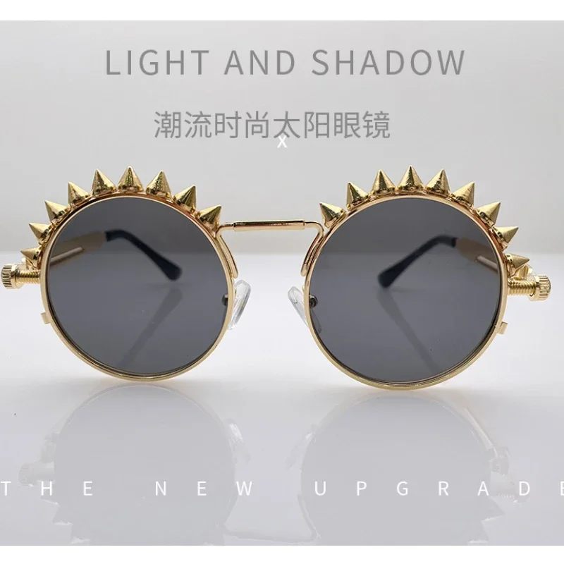 

2023 Baroque Round Sunglasses Eye Rivet Sexy Girls Sun Glasses Ladies Women Steampunk Shades Party Oculos De Sol Feminino