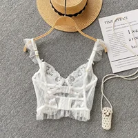 Français Chic Sexy femme sans manches maigre dos nu femme Corset Camis dentelle pure Spaghetti sangle Hotsweet débardeurs livraison directe 4