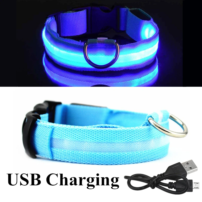 USB Rechargeable Pet Dog LED Glowing Collar  Luminous Flashing Necklace Outdoor Walking  Night Safety Supplies 