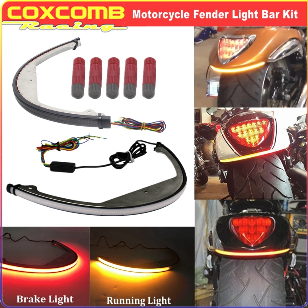 

Motorcycle Rear Fender LED Turn Signal Brake Tail Light Bar For Suzuki Boulevard M109R M90 2006-up Mudguard Eliminator Lamp Bars