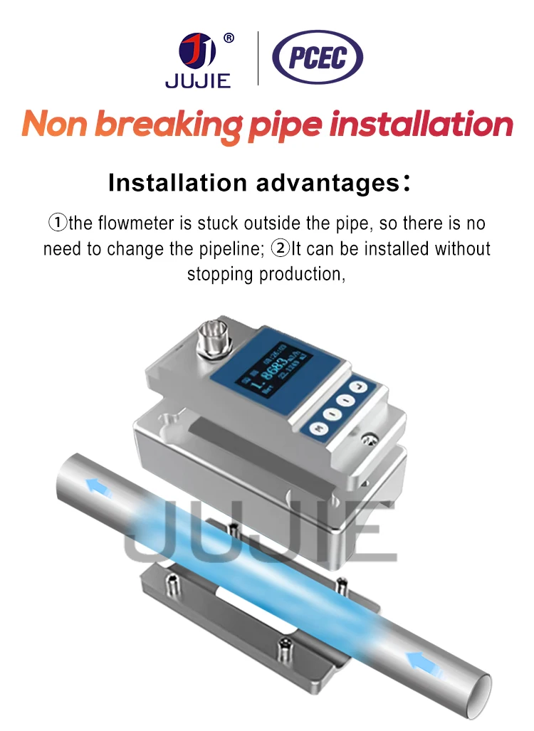 Ultrasonic Flow Meter Digital Flowmeter 4-20mA RS485 Modbus SS Pipe Tube Measure
