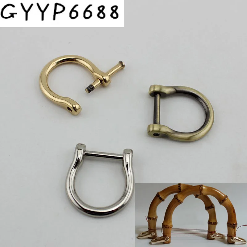 16mm 19mm Screw D ring Natural bamboo handles for bags replacement,retro hand made knit bag handbags Hardware Accessories 13mm 16mm 20 25mm 32mm metal belt web buckles adjustable slide strap roller pin buckle for diy bags clasp accessories