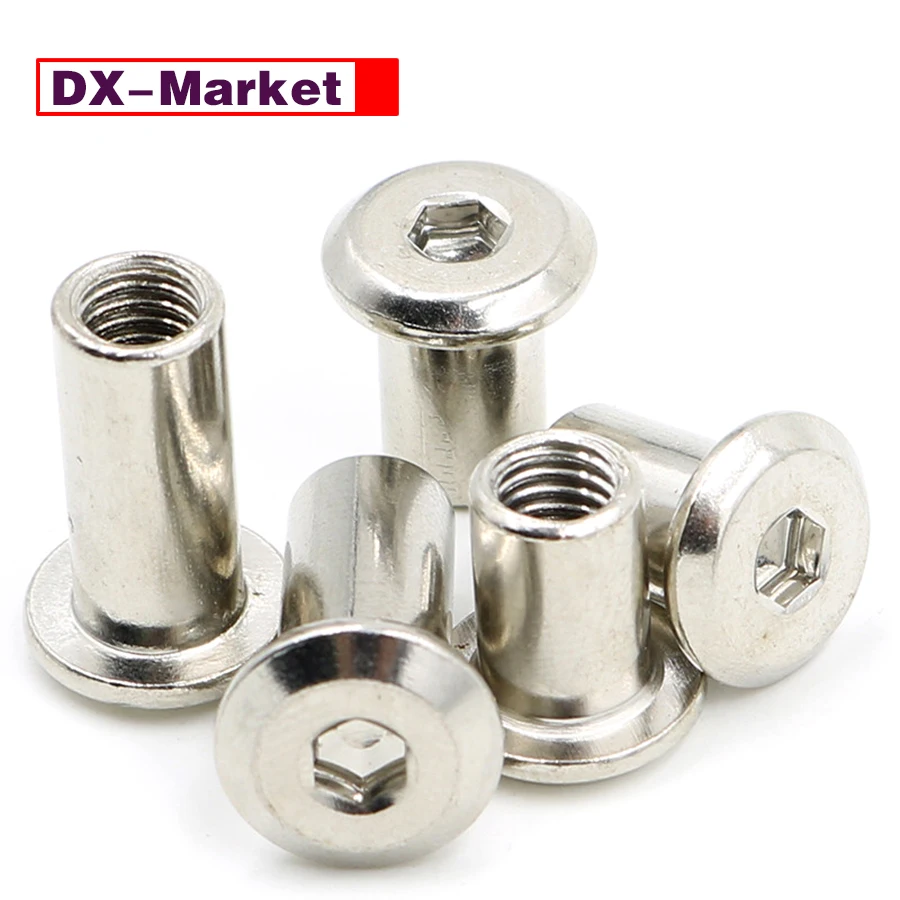 M4 M5 M6 M8 Hex Socket Nuts Carbon Steel Furniture Screw Female End Nickel Plating Flat Head Rvet Nut B020 | Обустройство дома