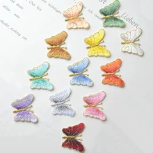 

Embroidery Butterfly Patch Heat Transfers Iron On Patches for DIY T-shirt Clothes Glue Back Stickers Decorative Applique