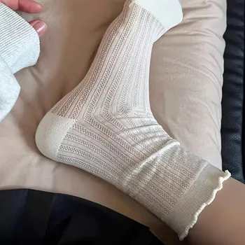 طقم جوارب نسائية شبكية بحواف مموجة — صورة 4