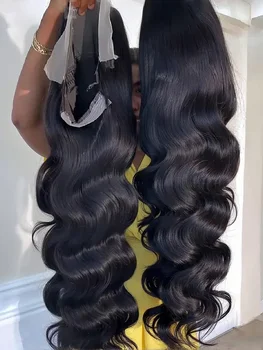 250 Density Human Hair 13x6 Body Wave Lace Frontal Wig HD 30 40 Inch 13x4 Lace Front Wigs Water Loose Black 5x5 Glueless Closure 1