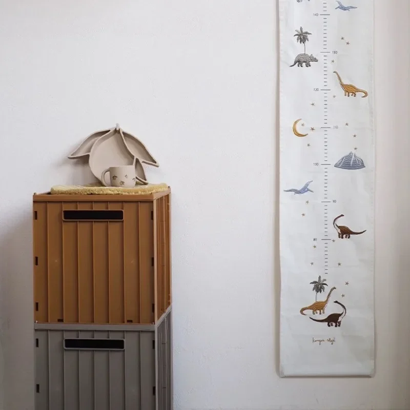 Nordic Hanging Kids&rsquo; Height Ruler with Creative Embroidery Illustration Fruits Dinosaurs Wall Decor Children's Room Decoration