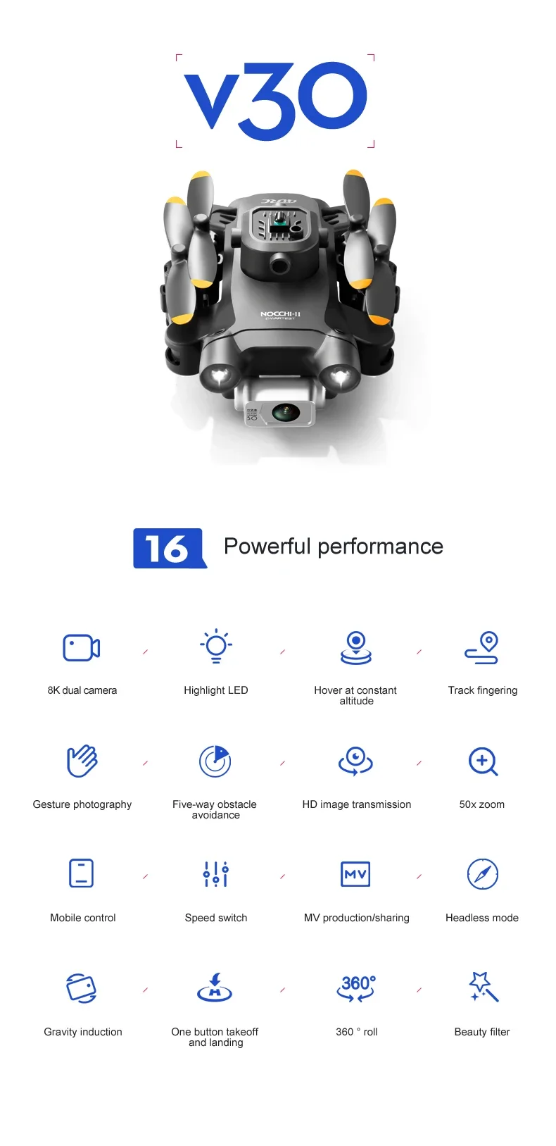 Lenovo Mini V30 Drone 8K Aerial HD Profesional RC FPV Drone Five-sided Intelligent Obstacle Avoidance Mini Convenient GPS Drone